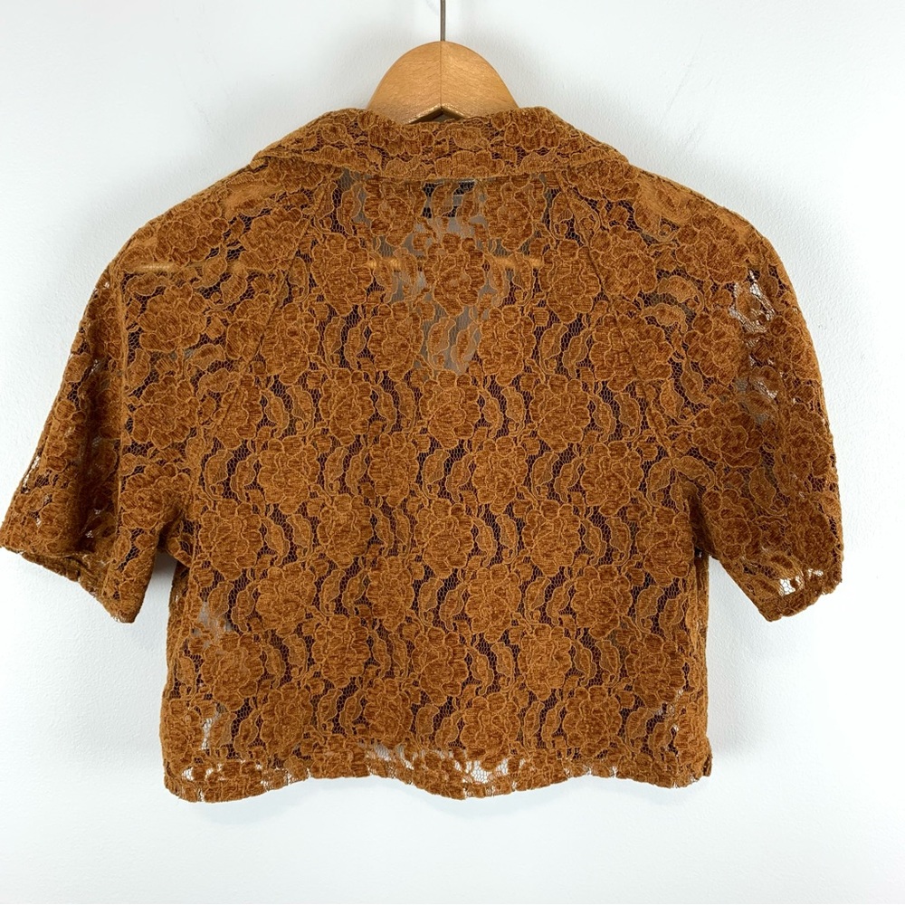 Urban Outfitters Women's Noah Chenille Button-Down Top in Gold Size Small - Picture 6 of 10